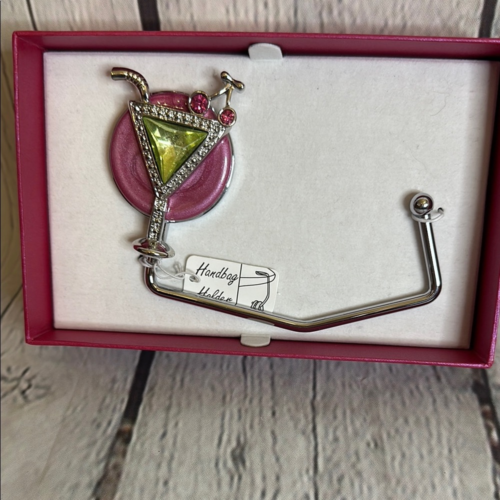 Nwt Chic Pink Handbag Holder with Crystal Accents